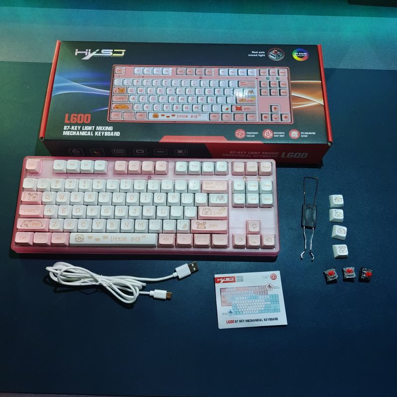 New 87 Key Wired Mechanical Keyboard, Heat Sublimation Cartoon Keycap Gaming Keyboard, Multiple Lighting Options, Cross-border Spot Wholesale_voghion.com