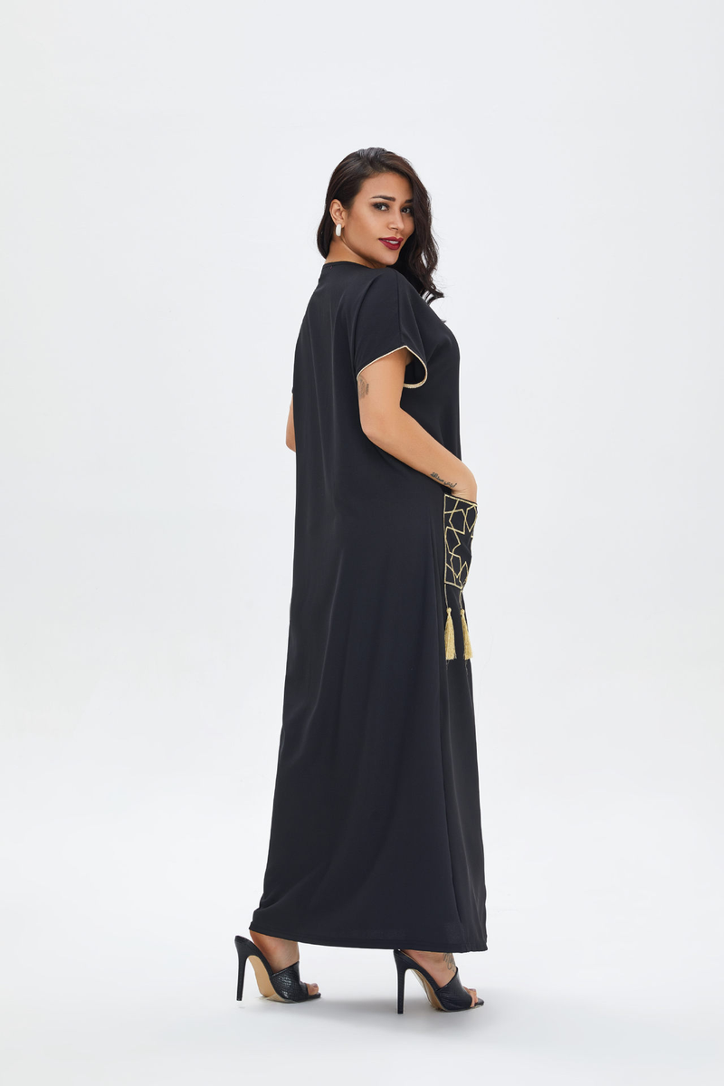 Women's short sleeve long gown Muslim Middle East Dubai dress dress for women_voghion.com