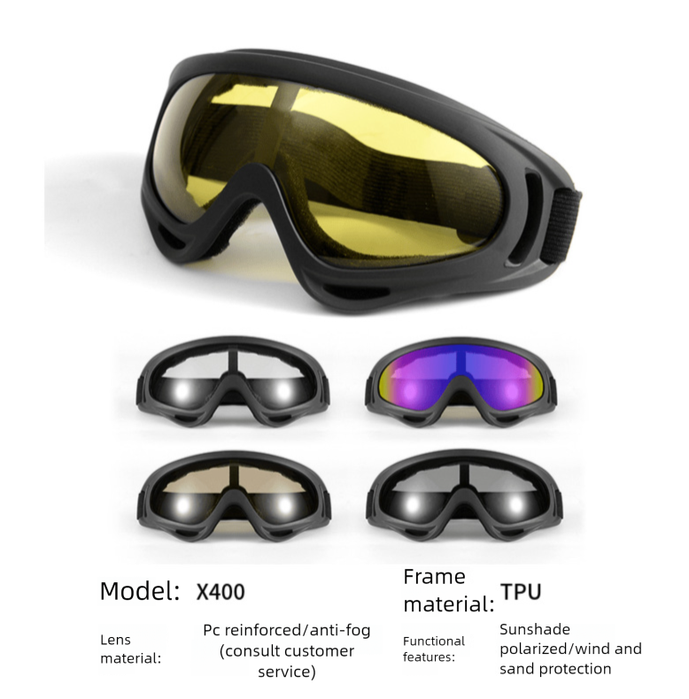 Outdoor Cycling X400 Goggles Motorcycle Windshield Sports Harley Tactical Windproof Mask_voghion.com