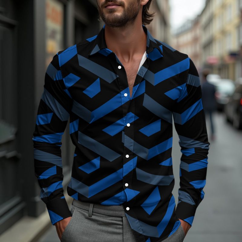 Camicia da uomo semplice, modello monopetto, con risvolto, nuova moda quotidiana, casual, comoda e ampia, da lavoro_voghion.com