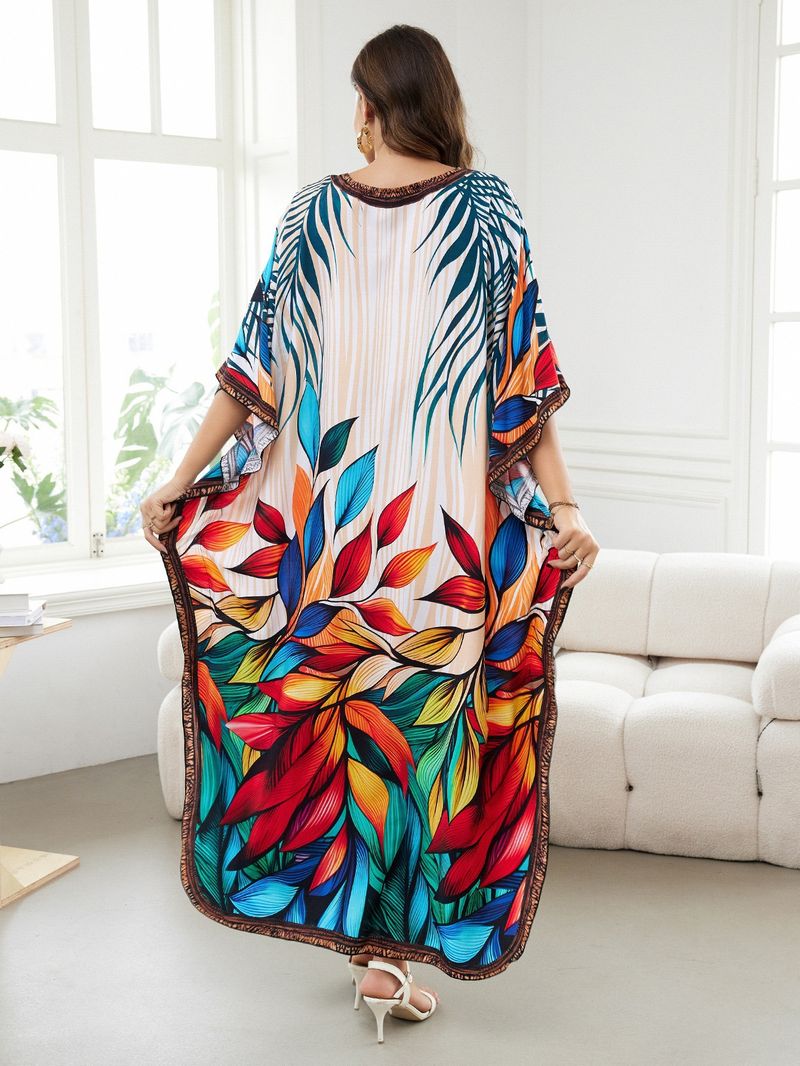 Sukienka maxi z nadrukiem w stylu boho, damska, narzutka z wiskozy – zwiewna tunika plażowa z etnicznymi wzorami, luźny krój w dużych rozmiarach, narzutka na bikini, strój na wakacje_voghion.com