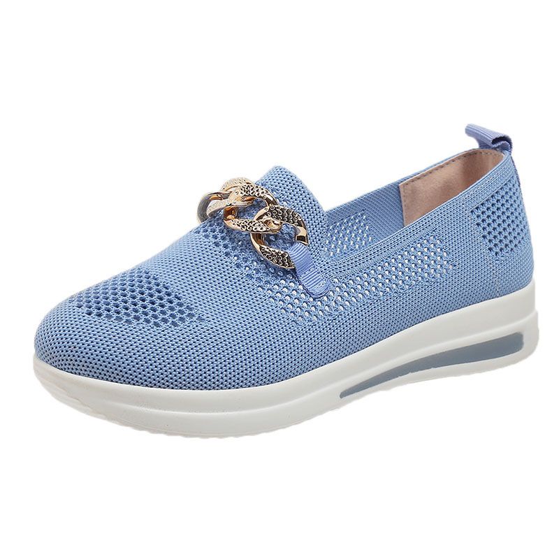 2025 Spring New Mesh Shallow Mouth Solid Color Round Head Chain One Step Stepping Large Sports And Leisure Single Shoes_voghion.com