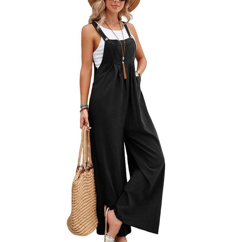 Women"s Solid Color Casual Strappy Jumpsuits_voghion.com