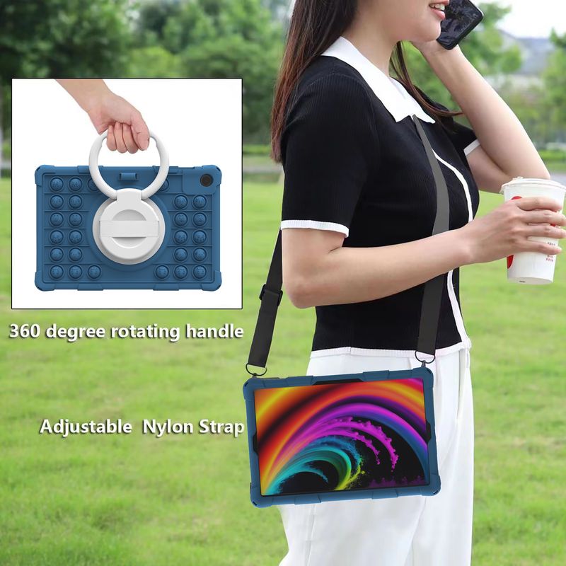 Push Pop iPad compatible tablet case with shoulder strap and stylus for Lenovo M10/Samsung Galaxy Tab A7 Lite/A8/iPad Air 9.7_voghion.com