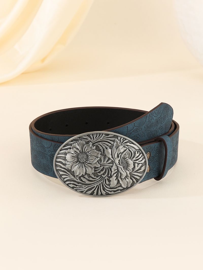 Wind Spicy Girl Daily Brown Texture Niche Buckle Special Print Pattern Batch Belt For Both Men And Women_voghion.com