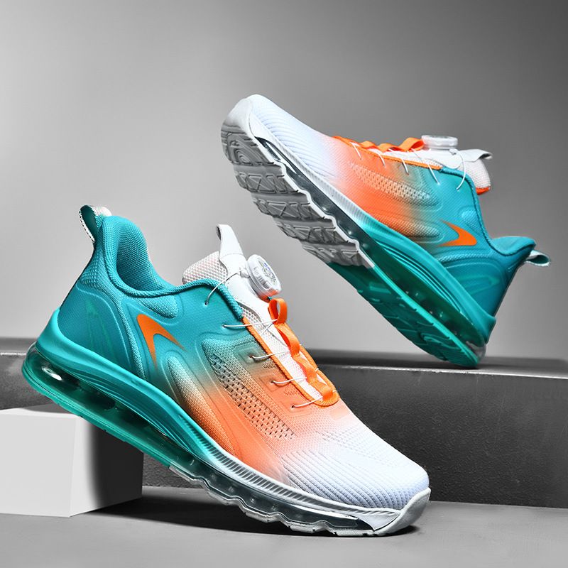 Spring Ultra-Light Rotating Button Men's Popcorn Soft Sole Comfortable Sports Running Shock Absorption No-Tie Shoes_voghion.com