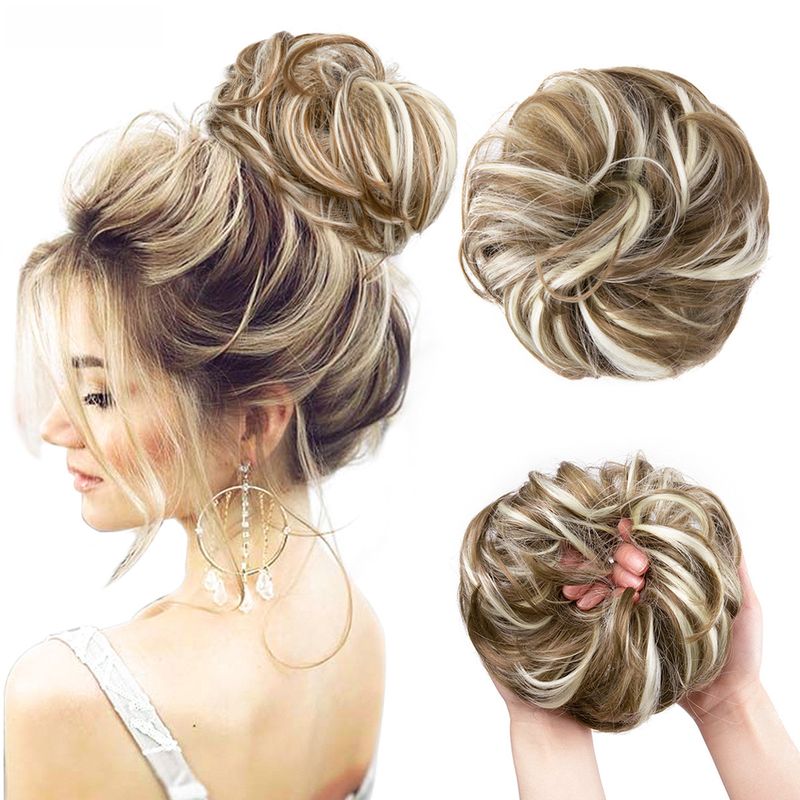 wig female flower bud ball head chemical fiber invisible fluffy natural long beard wig hair ring_voghion.com