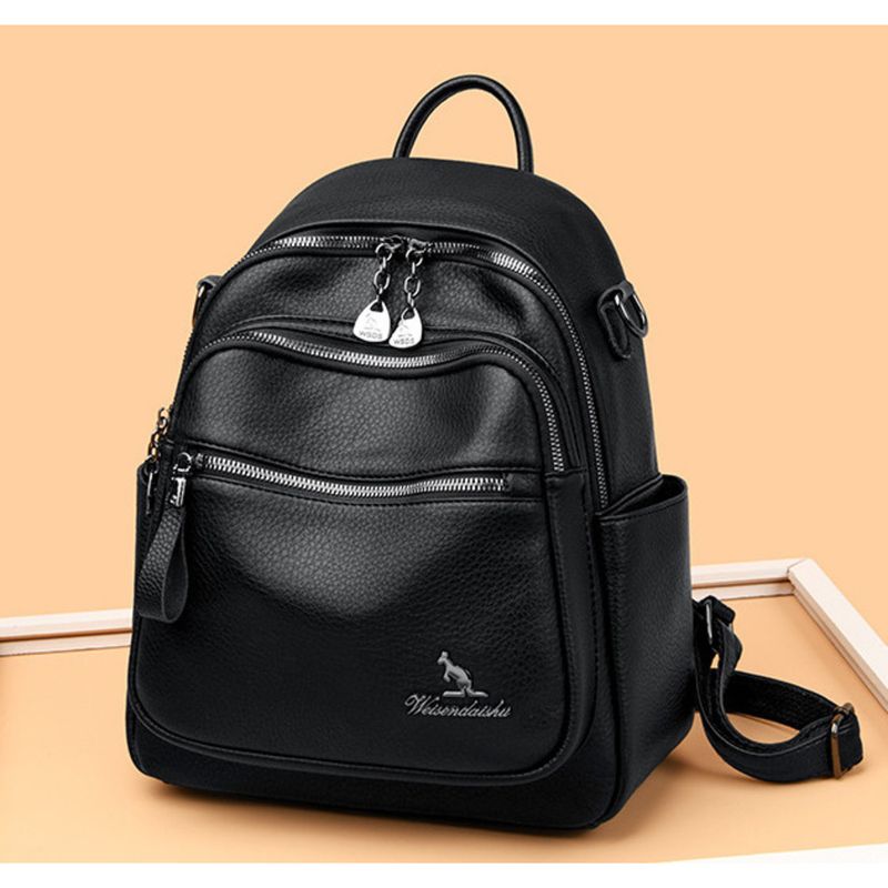 2024 New Fashionable Versatile Handbag Soft Leather Women's Backpack Student Multi Layer Large Capacity Shoulder Bag_voghion.com