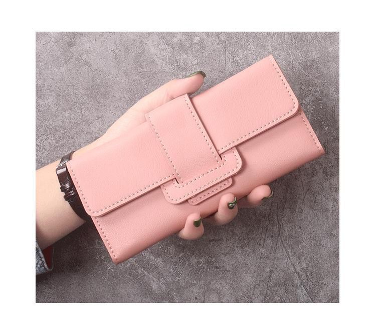New Women's Long Wallet Tri-Fold Clutch Multi-Functional Pu Bag Korean Simple Fashion Wallet_voghion.com
