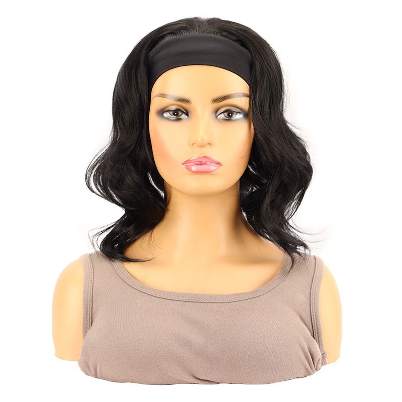 Parrucca sintetica - Capelli neri corti e ondulati con fodera in seta ghiacciata (traspirante e confortevole)_voghion.com