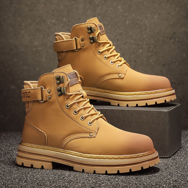 European Warm Series Plus Size Couple Martin High Top 2025 Unisex Shoes Men's Work Yellow Boots_voghion.com