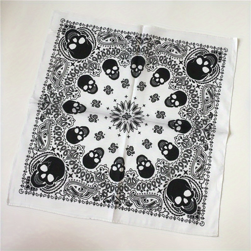Hip Hop Skull Print Bandana Vintage Square Sall Peakatted Põhjuslik kaelarät Naistele Meestele_voghion.com