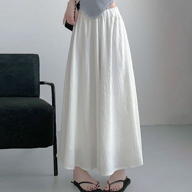 hot selling New 2024 Summer Pants Skirts Women's Wide Leg Pant Breathable Loose Trousers Ladies Elastic High Waist Streetwear_voghion.com
