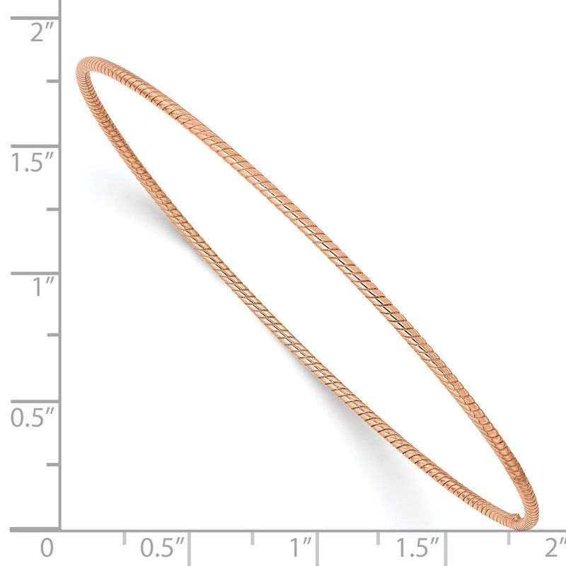 14k 1.5mm Rose Gold Textured Slip-on Bangle Bracelet_voghion.com