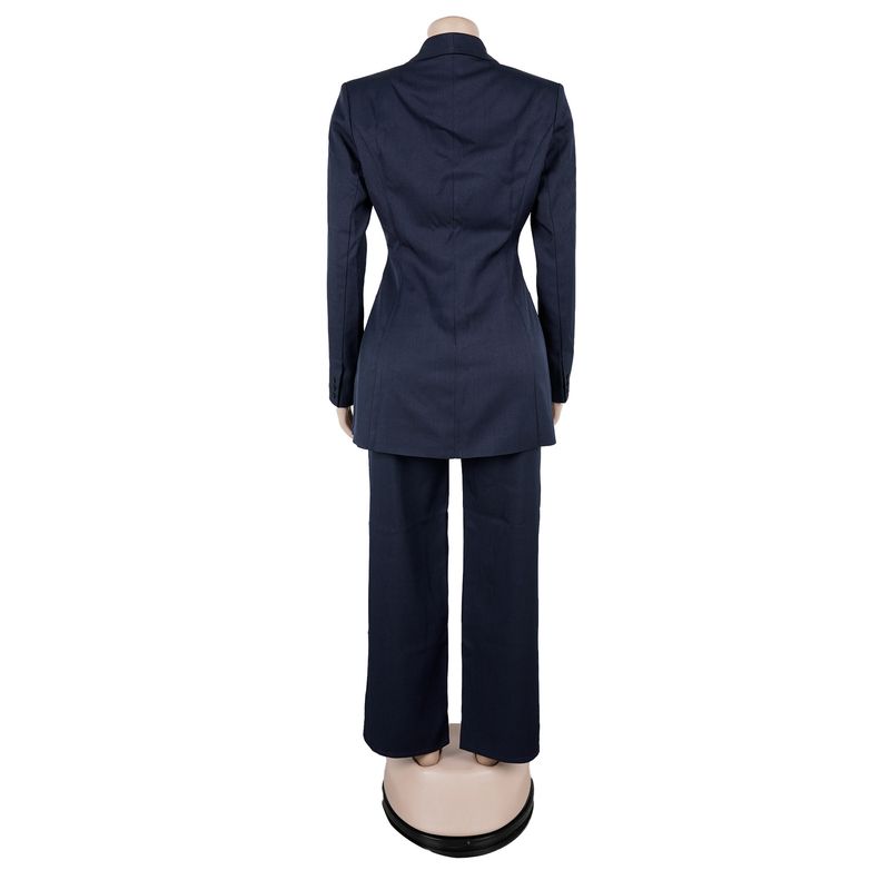 Elegantes Büroanzug-Set für Damen – Slim-Fit-Blazer und Hose mit hoher Taille für den beruflichen Weg zur Arbeit (Marineblau, Weinrot, Blaugrün)_voghion.com