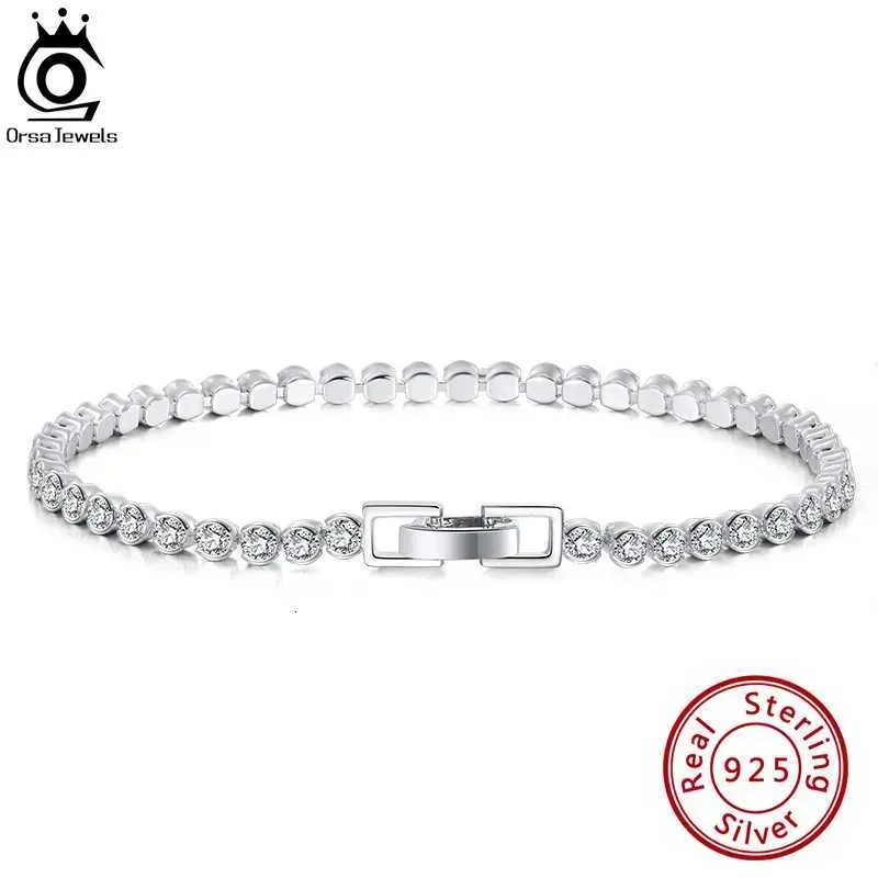 Designer ORSA JEWELS Bracciale tennis da donna in argento sterling 925 con montatura a castone da 2530 mm, zirconi cubici, fatto a mano_voghion.com