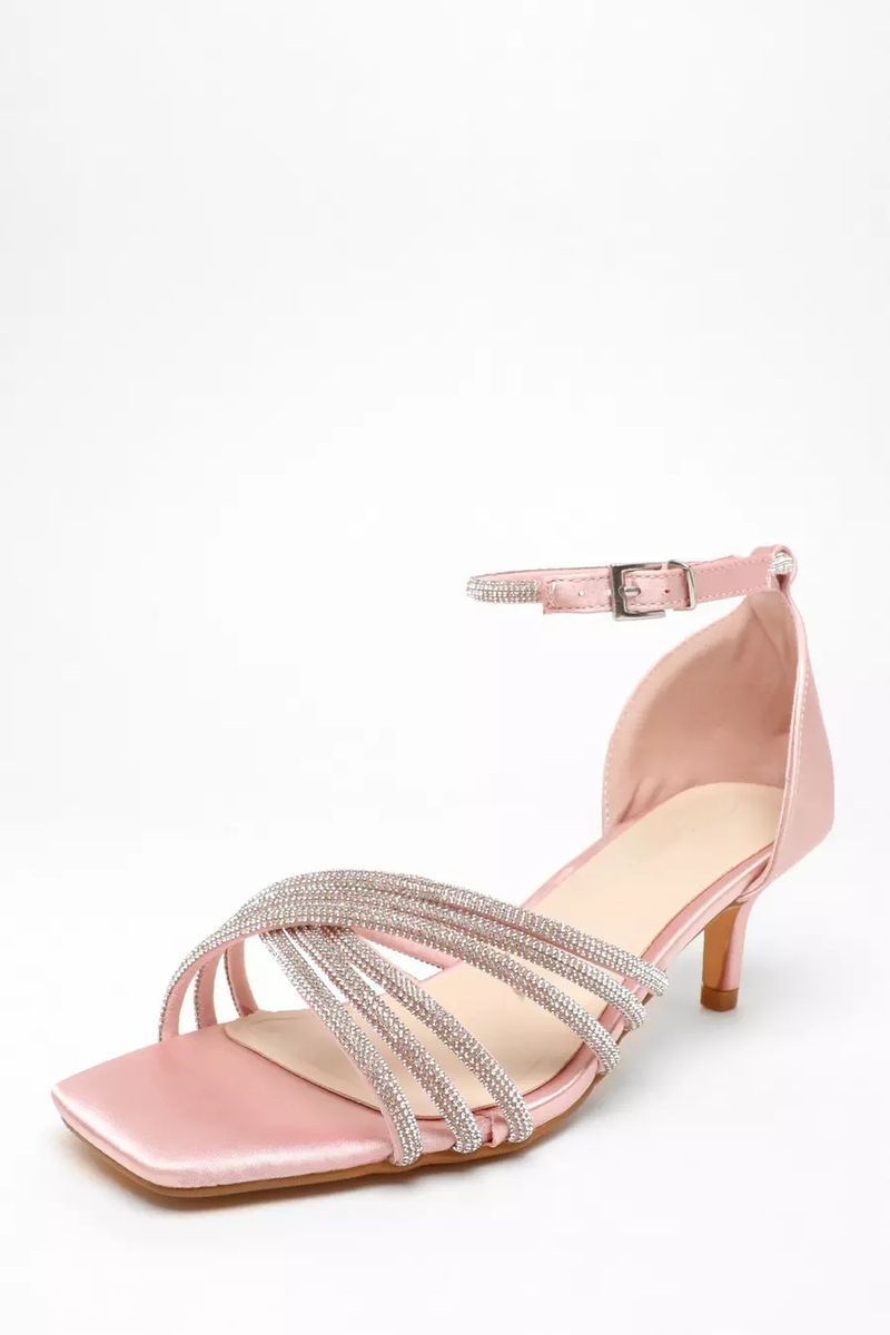 Fashion diamond strap sandals small short heels open toe small square head high heels sandals_voghion.com