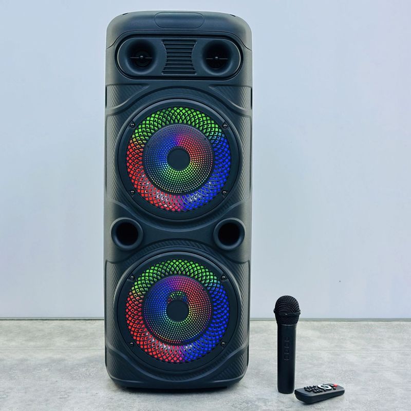 Nieuwe krachtige Bluetooth-luidspreker, draadloze Square Dance Dual 8-inch RGB-looplampmicrofoon voor buiten, karaokegeluid_voghion.com