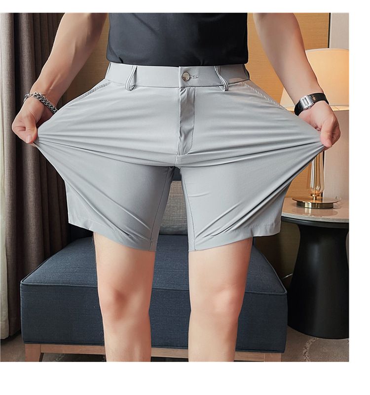 Sommer dünne neue männer casual shorts erfrischende eis seide baumwolle schlanke shorts bequeme hohe elastische herren shorts_voghion.com
