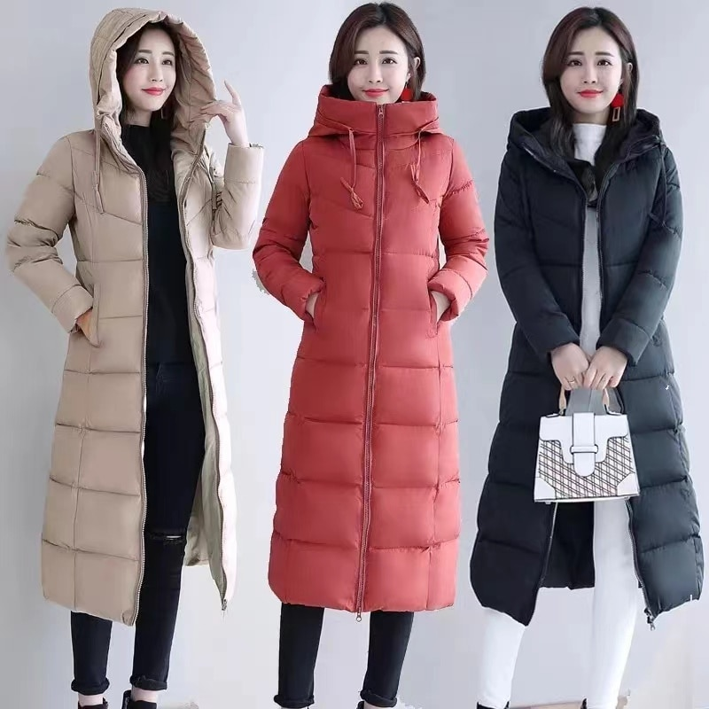 Abrigo de invierno largo y recto para mujer, chaquetas informales, Parka ajustada con capucha, prendas de vestir de moda de gran tamaño, talla grande 5XL, 2023_voghion.com