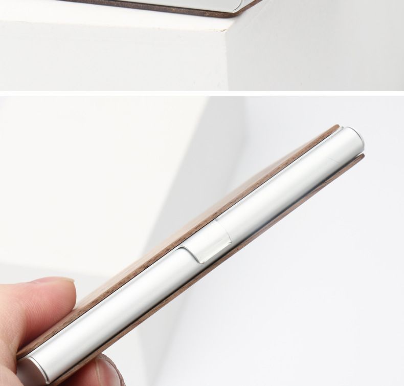 Étui en aluminium et bois massif, porte-cartes en métal, portable, créatif, pour affaires, bureau, cadeau, imprimable_voghion.com