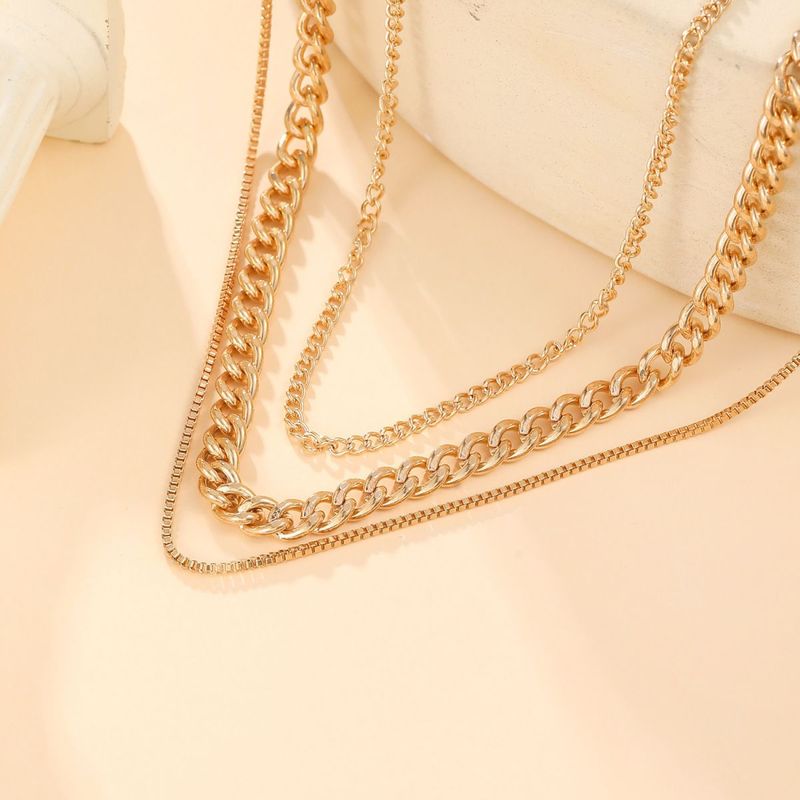 Hip-hop Punk Personality Chain Three-piece Necklace Female European And American Ins Three-layer Stacked Collarbone Chain Unisex_voghion.com