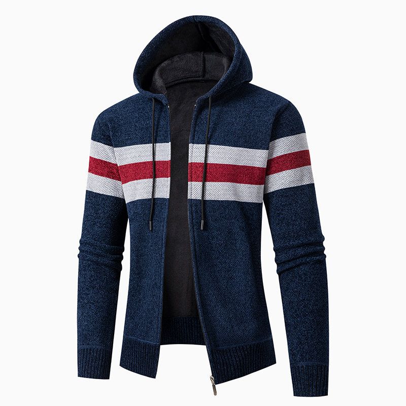 Herren-Winterjacke aus Fleece mit Sherpa-Futter und Kapuze – warmer, dicker Mantel für lässige Oberbekleidung (Hellgrau, Dunkelgrau, Schwarz, Weinrot, Marineblau)_voghion.com