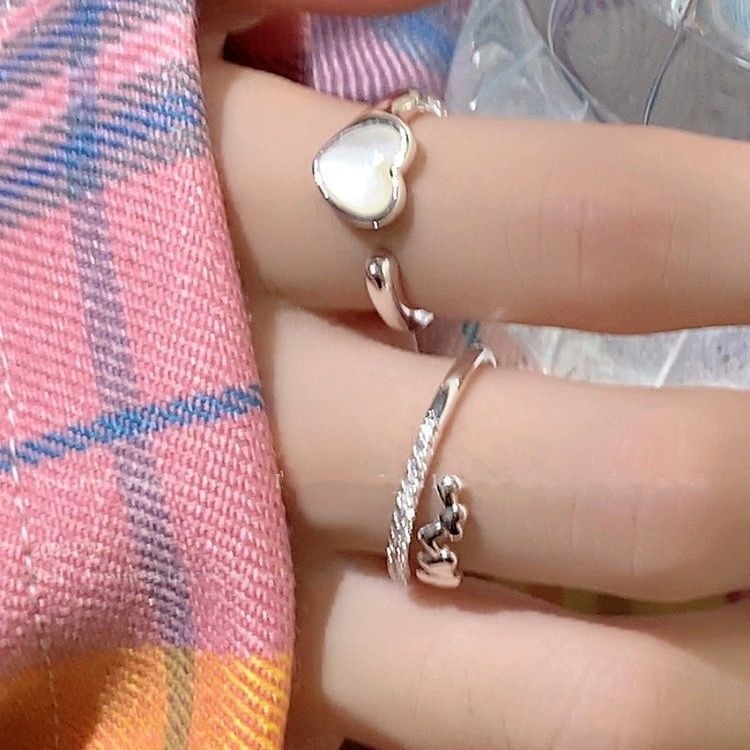 Heart Shell Ins Niche Style Elegant Girlfriend Couple Rings Women High-end Adjustable Open Ring Trend_voghion.com