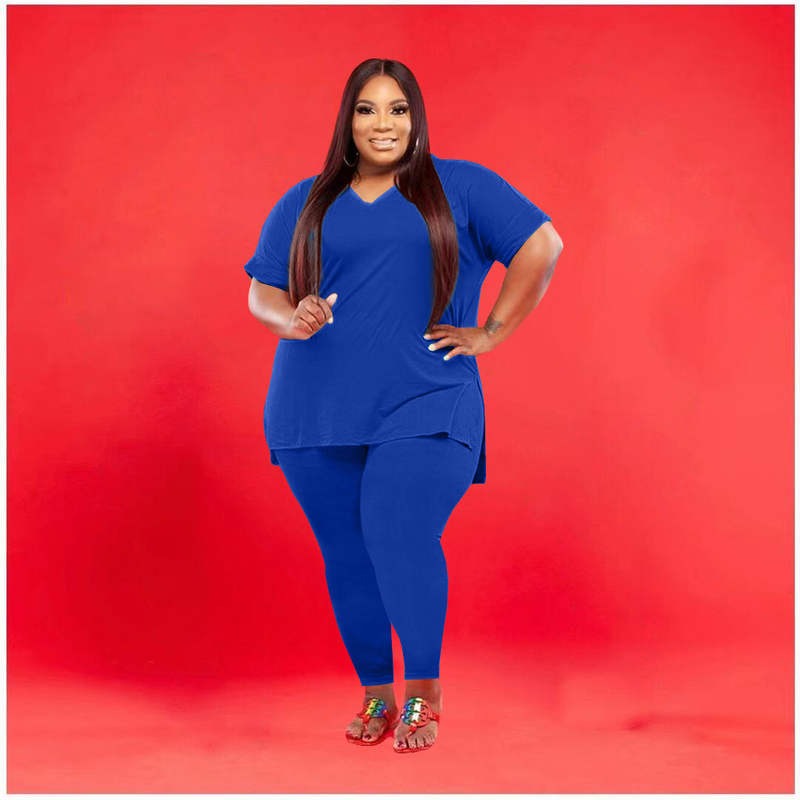 Women's Clothing Independent Site Large Size Fashion Letter Printed Color Two-piece Set_voghion.com