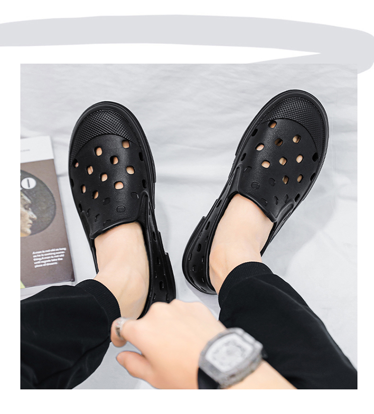 Men Summer Clogs Breathable Lightweight Mesh Water Shoes Non-Slip Walking Shower Beach Sandals Hole Slippers _voghion.com