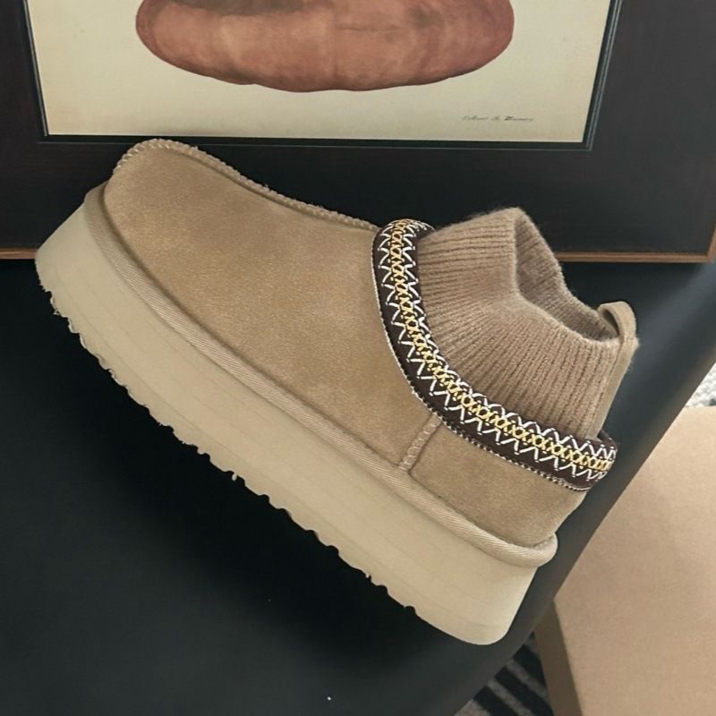 Henan Sangpo Snow Women's Sheepskin Integrated Ethnic Style Sock Thickened Warm Thick Sole Heightening Boots_voghion.com