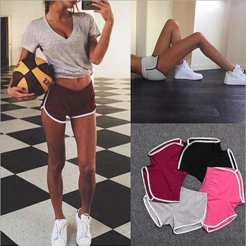 2024 Sports Shorts Women's Home Casual Solid Fashion Yoga Beachwear Candy Hot Pants_voghion.com