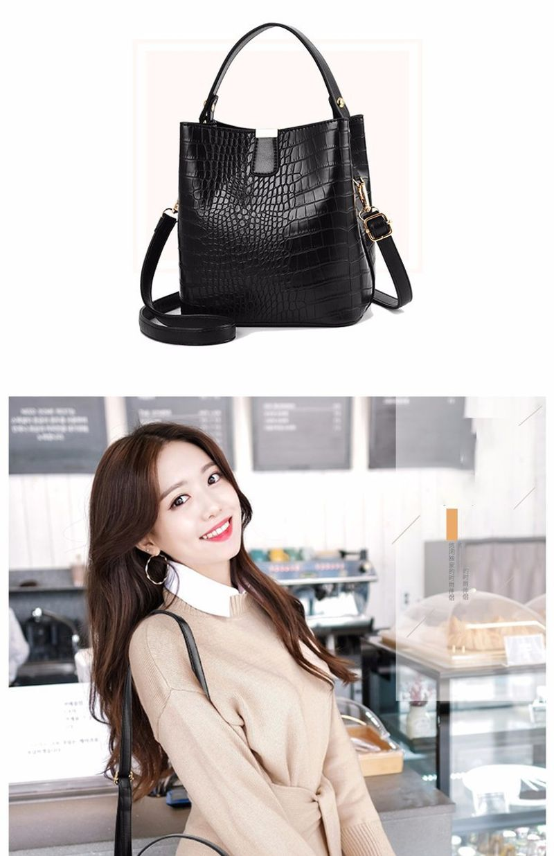 Borsa a tracolla monospalla da donna, con motivo a coccodrillo, alla moda, a secchiello_voghion.com