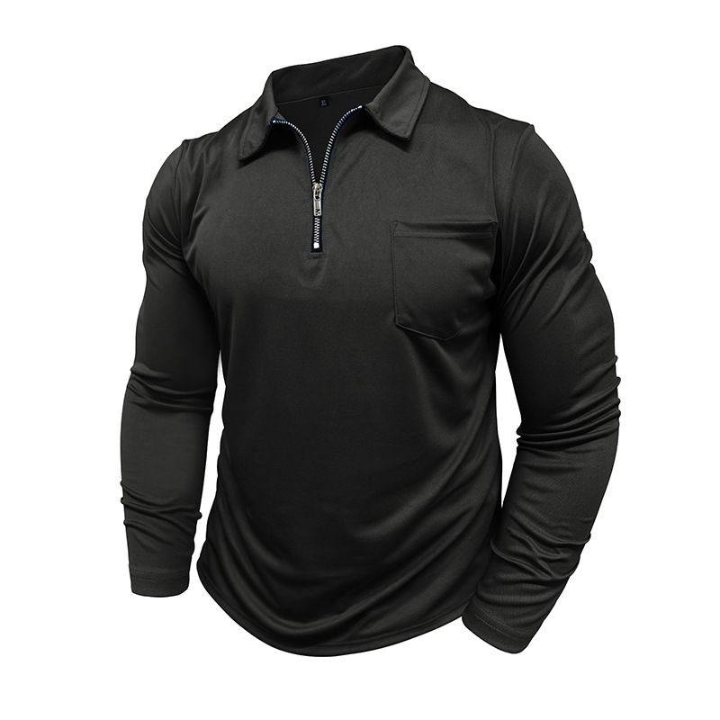 Lässiges Langarm-Poloshirt für Herren mit Reißverschlusskragen – Atmungsaktives und stylisches Slim-Fit-Oberteil für Business und Alltag_voghion.com