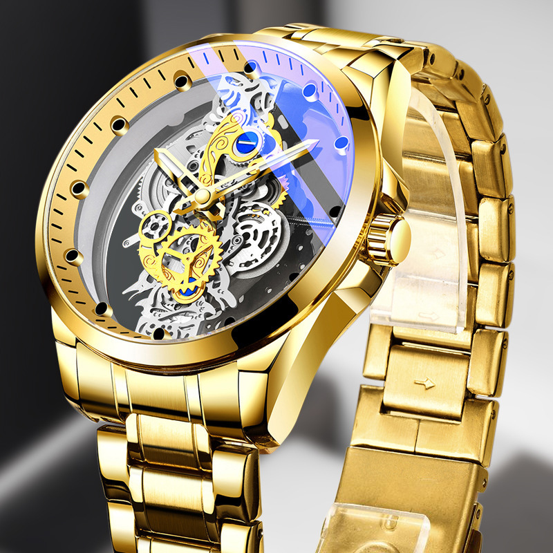 Men's watch double-sided hollow full-automatic non mechanical watch core Tourbillon watch men 3634_voghion.com
