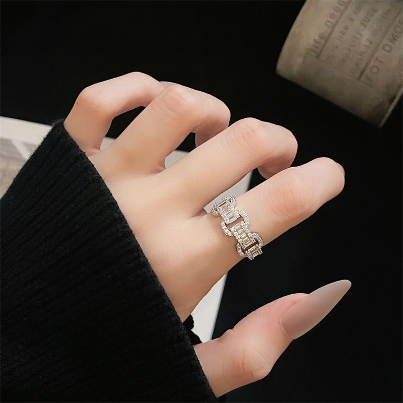 Zircon Inlaid Full Diamond Open Ring, Horseshoe Star, Exquisite, Light Luxury, High-end Feeling, ISN Style, Super_voghion.com