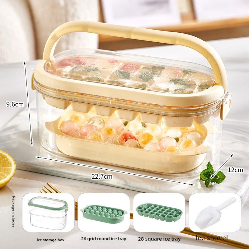 Ice Grid Ice Cube Mould Press Silicone Ice Grid Ice Hockey Plastic Portable Large Capacity Refrigerator Frozen Ice Cube Box Ice Box_voghion.com