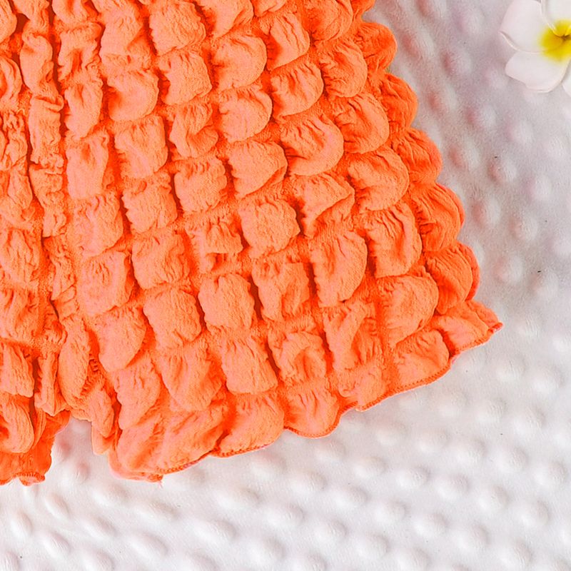 Ensemble d'été pour enfants, haut à manches courtes + short + sac à carreaux à bulles solides, couleur bonbon, ensemble pour filles_voghion.com