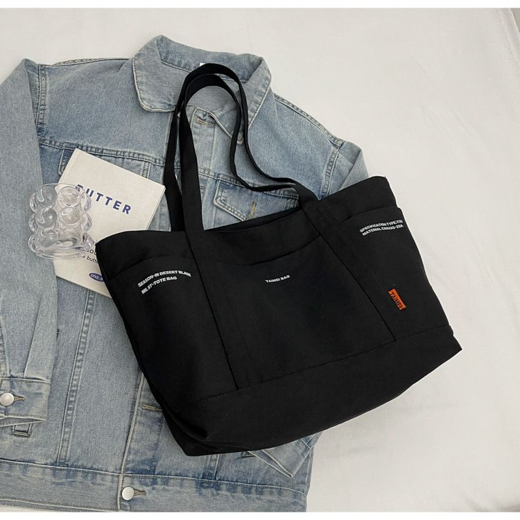 Female Slouchy Large Capacity Canvas Bag Tote Commuter Bag Premium Sense Shoulder Rest_voghion.com