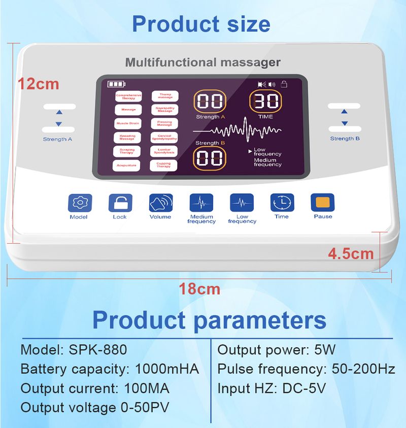 12 Modi Niederfrequenz therapie gerät Zehner Maschine ems Muskels stimulator elektronisches Puls massage gerät Myo stimulatie gerät_voghion.com