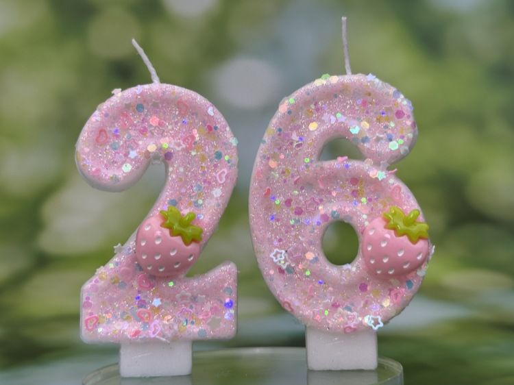 Digital Candle Cake Party Decoration Birthday Handmade Wax Pink Strawberry_voghion.com