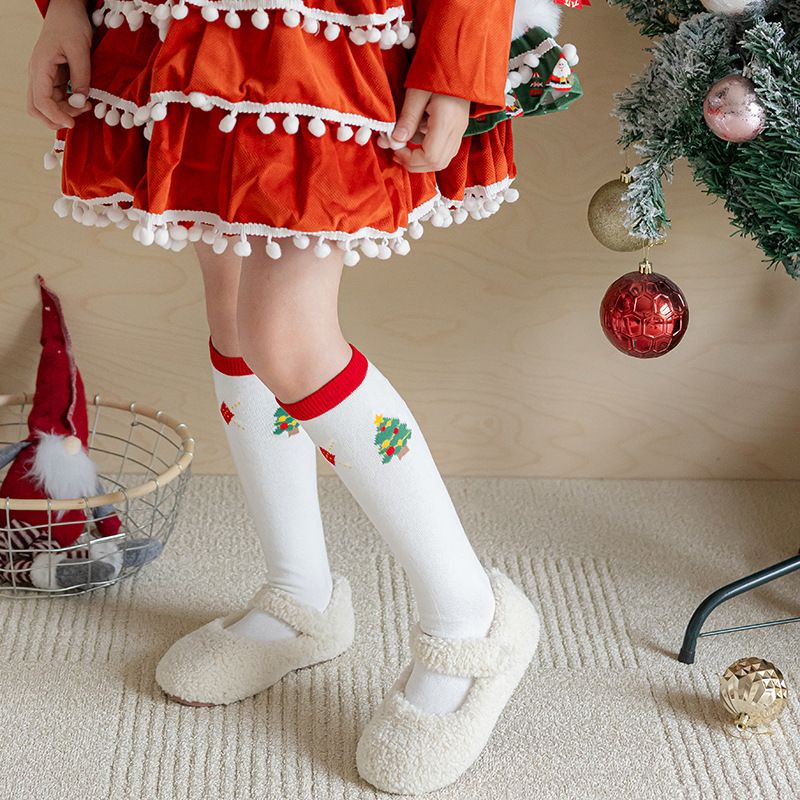 Calzini di Natale per bambine, autunno e inverno, piccoli, per la scuola media, per bambini più grandi, con cartoni animati, rossi, per il nuovo anno, calzini tubolari medi per neonati_voghion.com