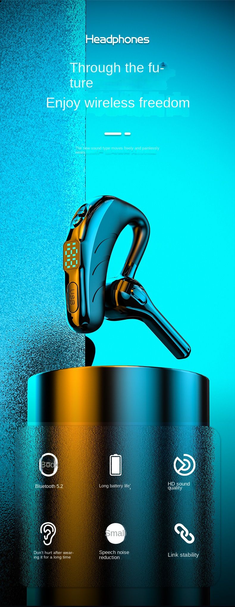 X13 Wireless Over-Ear Headphones | Bluetooth 5.2, 25-Hour Playtime, LED Battery Display, Noise-Cancelling Microphone, Waterproof Design_voghion.com