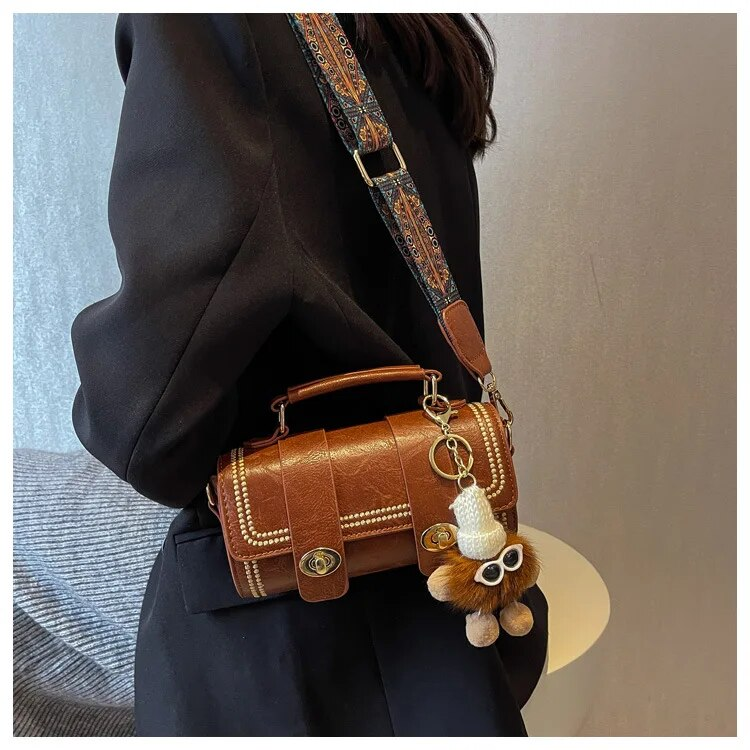 Mini Rtro Fmal Bags PU Lathr Fashion Cross Body Handbags With Advancd Sns Singl Shouldr Portabl Cylindr_voghion.com