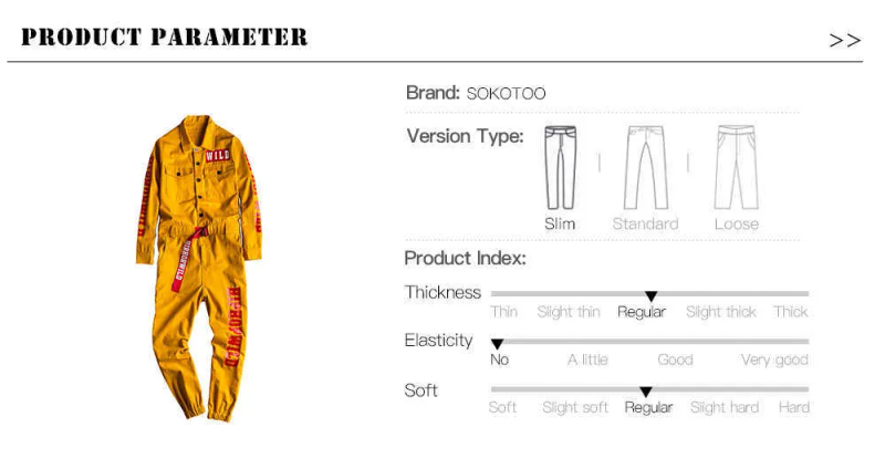 Jeans Sokotoo Men's letters printed long sleeve yellow joggers jumpsuits Y2K Youth overalls Coveralls T221102_voghion.com