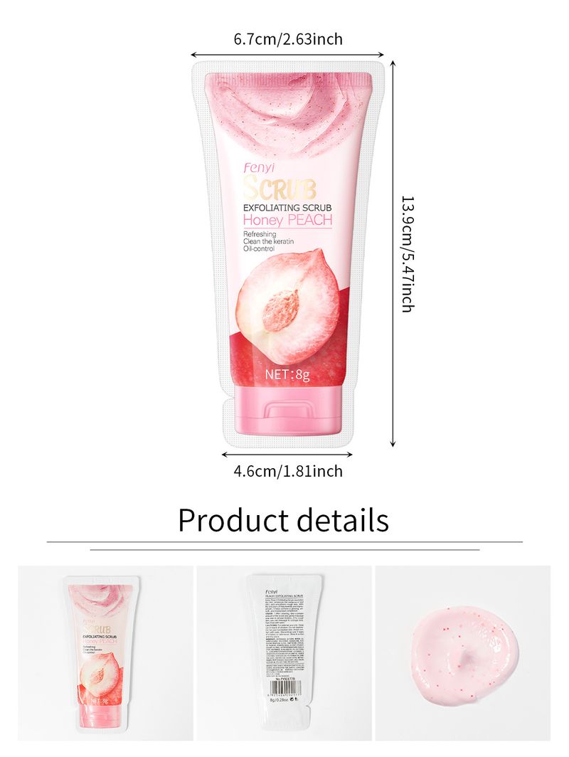 Kit di strumenti per il trucco Scrub corpo leggero alla pesca 8 g Deterge i pori Esfoliazione corpo Prodotti per la cura della pelle FDA_voghion.com