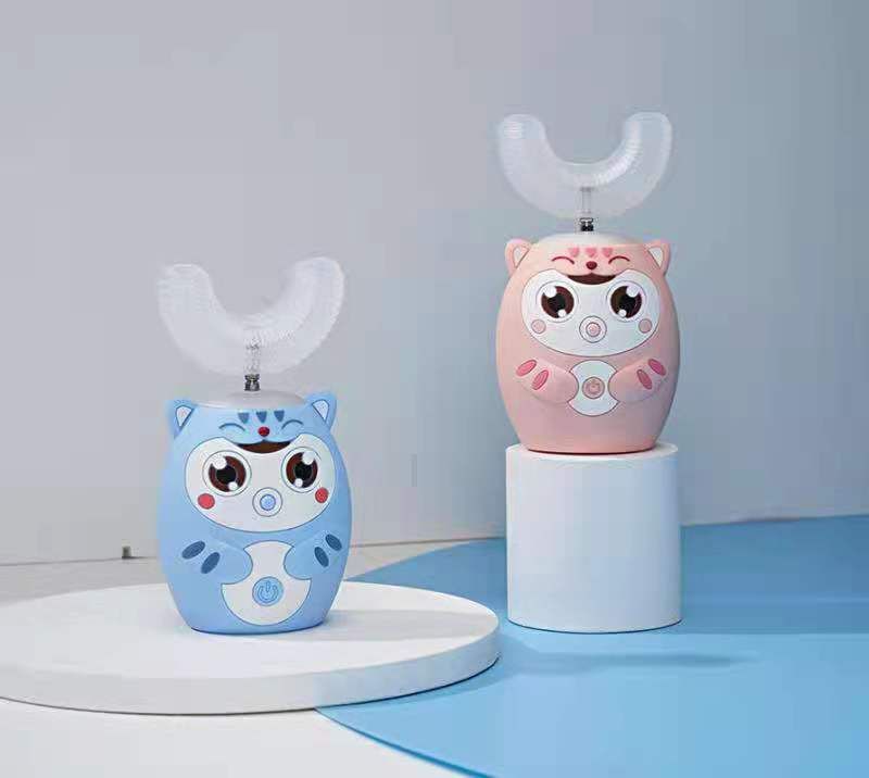 U Shaped Type 360 Degrees Ultrasonic Children Kids Boy Girl Silicone Automatic Electric Toothbrush_voghion.com