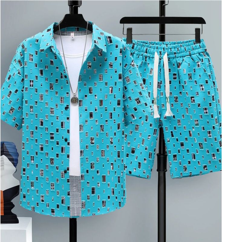 Summer 2 Pieces Set Tracksuit Men's Two Shirt Shorts Haruku Streetwear Oversized Men Sets Short Outfits Suits_voghion.com