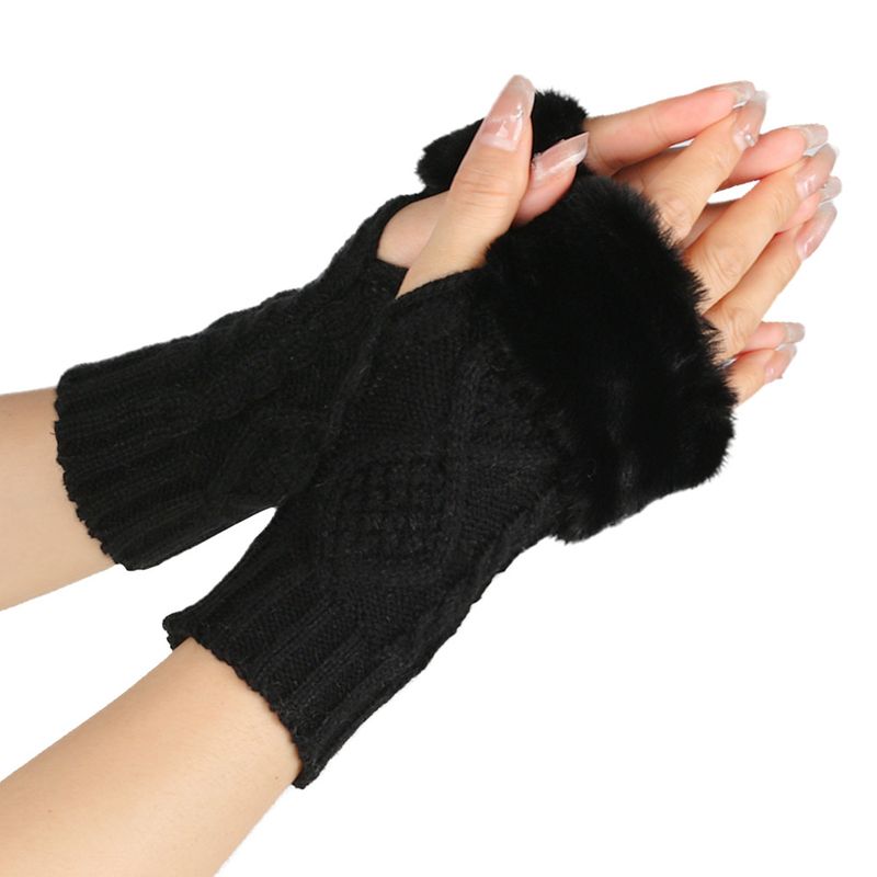 Damskie dzianinowe wełniane rękawiczki z półpalcami – ciepłe i miękkie, z podwójnym wzorem w romby, na jesień i zimę (krótki mankiet, stylowe i wygodne)_voghion.com