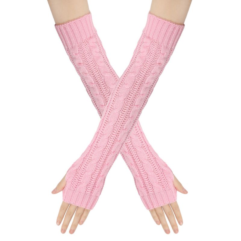 Woolen Long Fingerless Gloves Knitting Fried Dough Twists Figure 8 Open Finger For Women Autumn And Winter Acrylic Wool_voghion.com